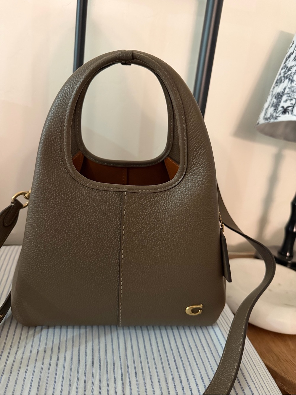 Taupe Leather Top-Handle Women’s Bag